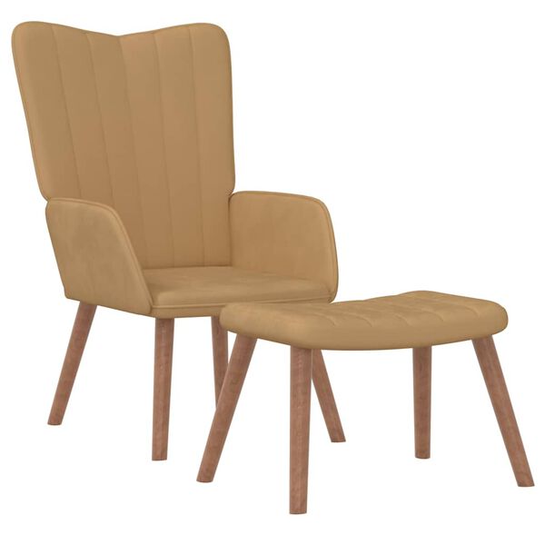 vidaXL Sill&oacute;n de relax con taburete terciopelo marr&oacute;n