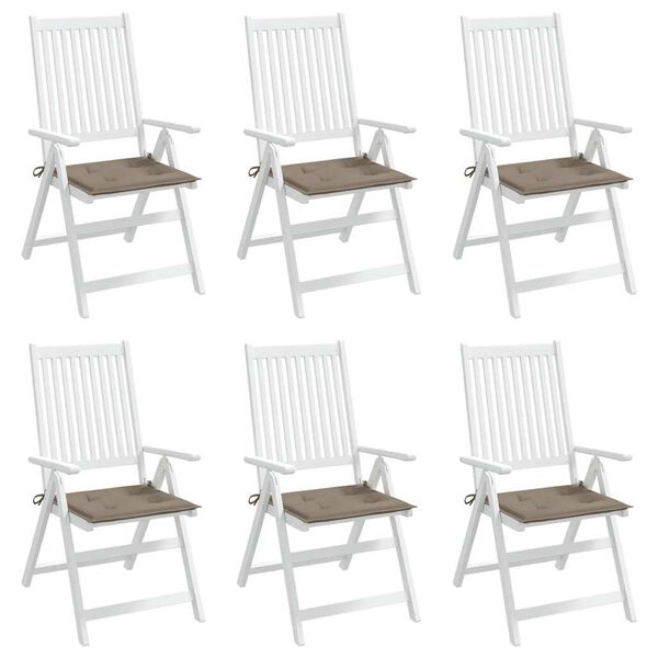 vidaXL Cojines de silla de jard&iacute;n 6 uds tela Oxford taup&eacute; 40x40x4 cm