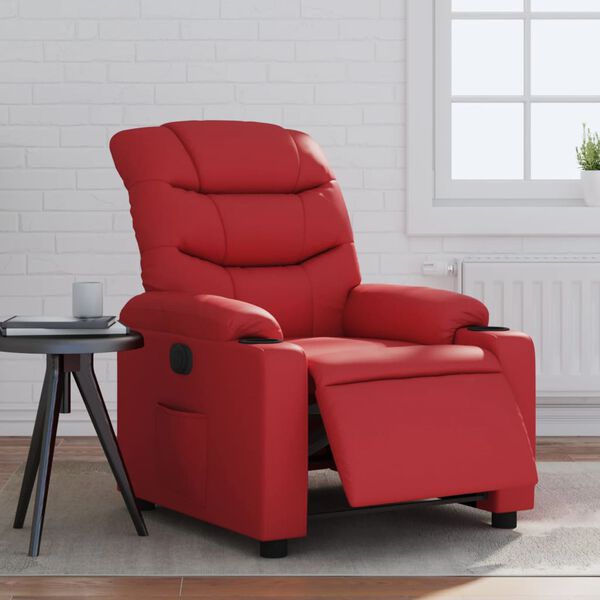 vidaXL Sill&oacute;n reclinable el&eacute;ctrico de cuero sint&eacute;tico rojo