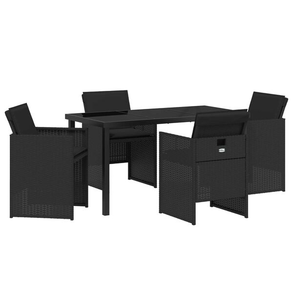 vidaXL Conjunto de Comedor de Jard&iacute;n 5 pcs Negro rat&aacute;n sint&eacute;tico