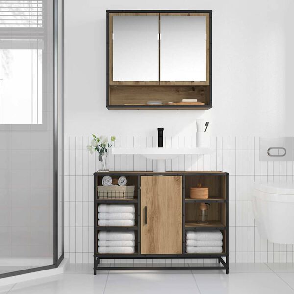 vidaXL Mueble de Cuarto de Baño Roble artesanal 80 x 33 x 60 cm