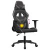 vidaXL Silla gaming de masaje cuero sintético negro y gris