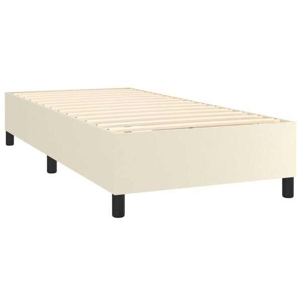vidaXL Cama box spring con colch&oacute;n cuero sint&eacute;tico crema 100x200 cm