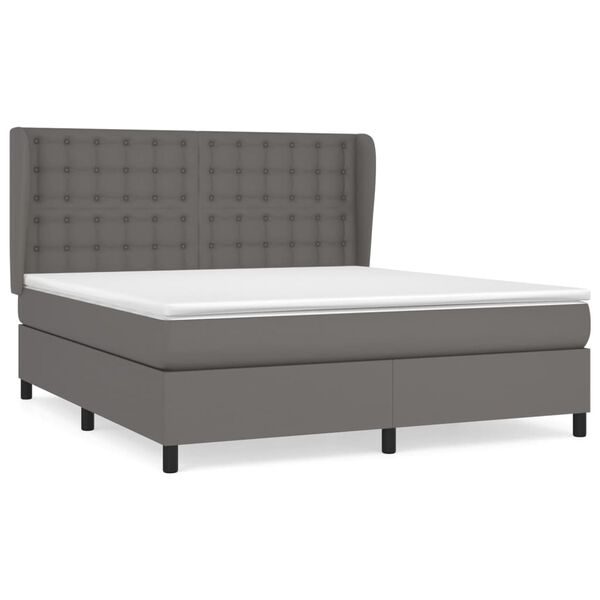 vidaXL Cama box spring con colch&oacute;n cuero sint&eacute;tico gris 180x200 cm