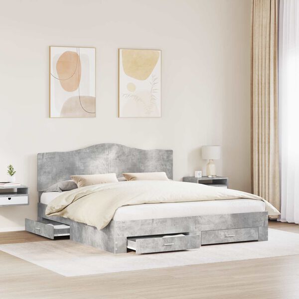 vidaXL Estructura de cama con cabecera Gris Concreto 180 x 200 cm