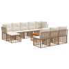 vidaXL Conjunto de sof&aacute;s de exterior 11 pcs Natural y Crema Poli&eacute;ster