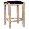 vidaXL Taburete de cocina cuero real de cabra y madera de teca maciza