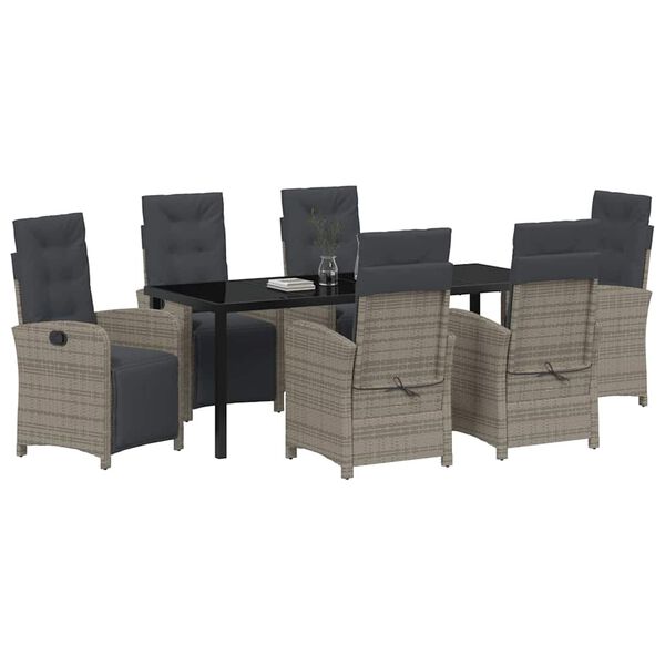 vidaXL Conjunto de Comedor de Jard&iacute;n 7 pcs Gris rat&aacute;n sint&eacute;tico