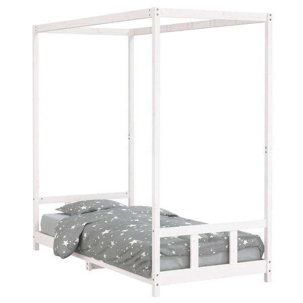 vidaXL Estructura de cama para ni&ntilde;os madera de pino blanco 90x200 cm