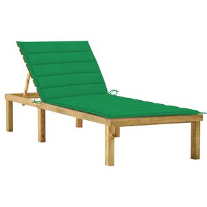 vidaXL Tumbona con coj&iacute;n verde madera de pino impregnada