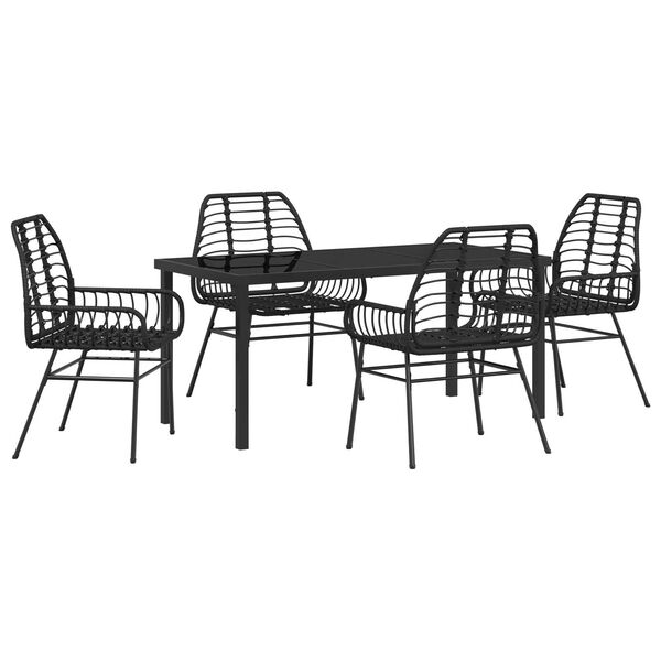 vidaXL Conjunto de Comedor de Jardín 5 pcs Negro ratán sintético