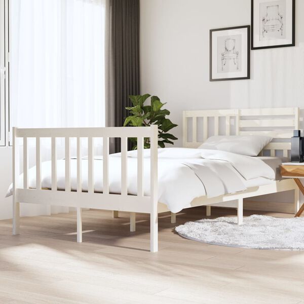 vidaXL Estructura cama doble pequeña madera maciza blanco 120x190 cm