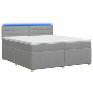 vidaXL Cama box spring con colch&oacute;n Gris Claro 200 x 200 cm Tela