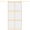vidaXL Puerta corredera dorada de vidrio ESG transparente y aluminio