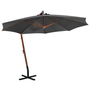 vidaXL Sombrilla jard&iacute;n colgante palo madera abeto antracita 3,5x2,9 m