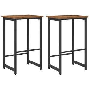 vidaXL Taburete de bar 2 uds. Madera envejecida 40 x 32 x 74 cm