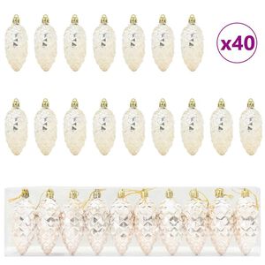 vidaXL Bola de Pi&ntilde;a de Navidad 40 uds. champ&aacute;n 4 x 9 cm Pl&aacute;stico LED