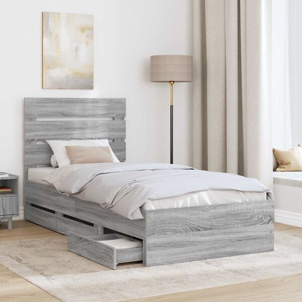 vidaXL Estructura de cama Gris Sonoma 90 x 190 cm Madera Ingenieril
