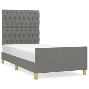 vidaXL Estructura de cama sin colch&oacute;n tela gris oscuro 90x190 cm