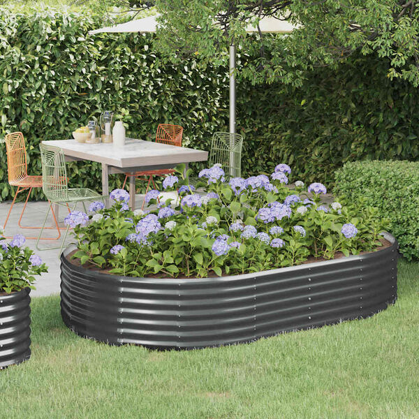 vidaXL Jardinera arriate acero galvanizado antracita 214x140x36cm