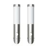 vidaXL 2 Apliques de exterior con detector de movimiento, acero inoxidable
