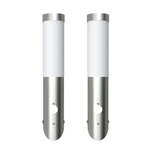 vidaXL 2 Apliques de exterior con detector de movimiento, acero inoxidable