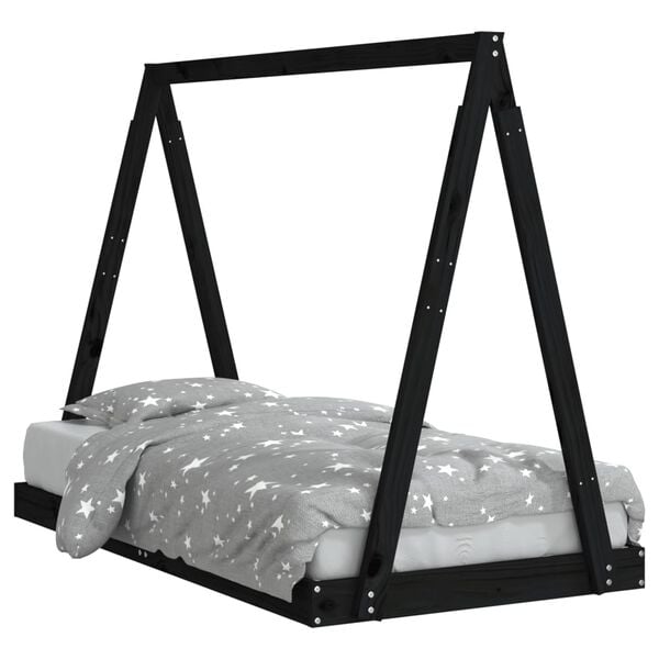 vidaXL Estructura de cama para ni&ntilde;os madera de pino negro 80x160 cm