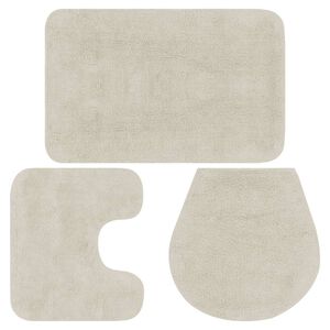 vidaXL Conjunto de alfombrillas de ba&ntilde;o de tela 3 piezas blanco