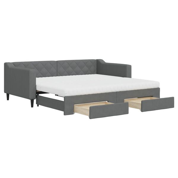 vidaXL Sofá cama nido con cajones tela gris oscuro 90x190 cm