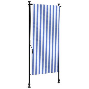 vidaXL Persiana enrollable exterior tela acero azul blanco 100x270 cm