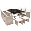 vidaXL Set comedor de jard&iacute;n 11 piezas y cojines rat&aacute;n sint&eacute;tico beige