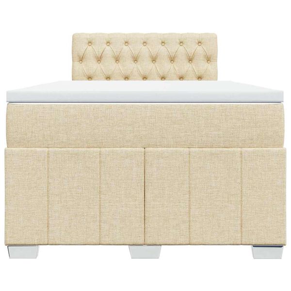 vidaXL Cama box spring con colch&oacute;n tela color crema 120x200 cm