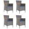 vidaXL Sillas de comedor de jard&iacute;n 4 unidades rat&aacute;n sint&eacute;tico gris