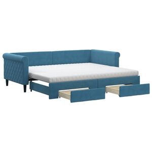 vidaXL Sof&aacute; cama nido con cajones terciopelo azul 90x200 cm