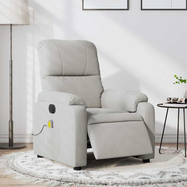 vidaXL Sillón reclinable masaje eléctrico tela microfibra gris claro
