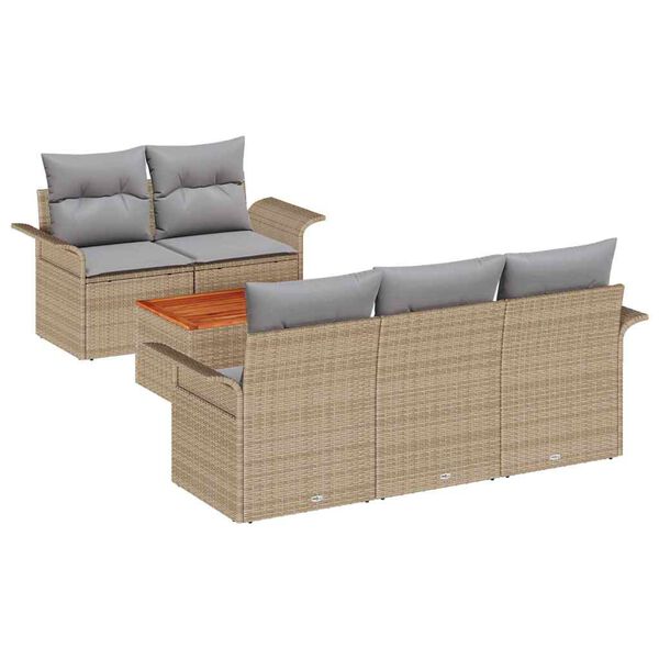 vidaXL Conjunto de sofás de jardín 6 pcs Beige ratán sintético