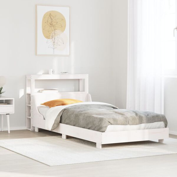 vidaXL Estructura de cama sin colch&oacute;n madera maciza blanca 75x190 cm