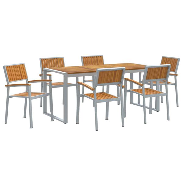 vidaXL Conjunto de Comedor de Jard&iacute;n 7 pcs Gris