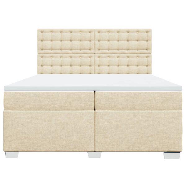 vidaXL Cama box spring con colch&oacute;n tela color crema 200x200 cm