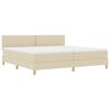 vidaXL Cama Box Spring LED con cabecera Crema 200 x 200 cm tela