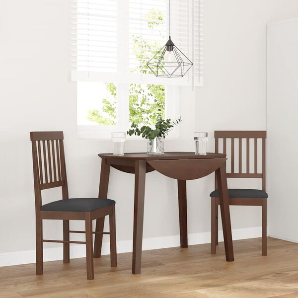 vidaXL Sillas de comedor con cojines 2 uds madera maciza marrón caucho