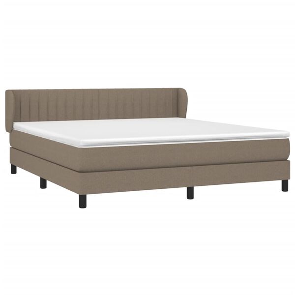 vidaXL Cama box spring con colch&oacute;n tela gris taupe 180x200 cm