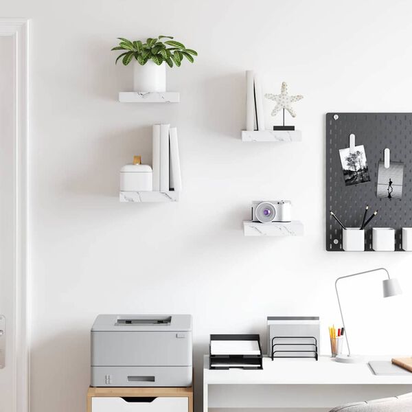 vidaXL Estante de pared 4 pcs M&aacute;rmol 23 x 23,5 x 4 cm