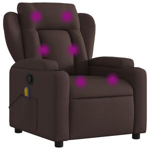 vidaXL Sill&oacute;n de masaje reclinable de tela marr&oacute;n oscuro
