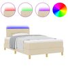 vidaXL Cama Box Spring LED con colch&oacute;n Crema 120 x 200 cm tela