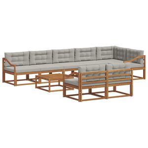 vidaXL Conjunto de sof&aacute;s de exterior 9 pcs Gris Natural y Claro