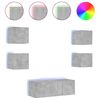 vidaXL Muebles TV pared con LED 6 pzas madera ingenier&iacute;a gris hormig&oacute;n