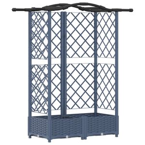 vidaXL Cama elevada con trellis y techo Gris 124 x 40 x 126 cm PP