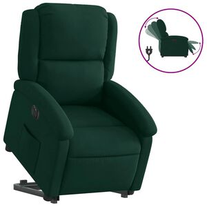 vidaXL Sill&oacute;n el&eacute;ctrico reclinable elevable de terciopelo verde oscuro
