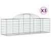 vidaXL Cestas gaviones 3 uds forma de arco hierro 200x50x60/80 cm